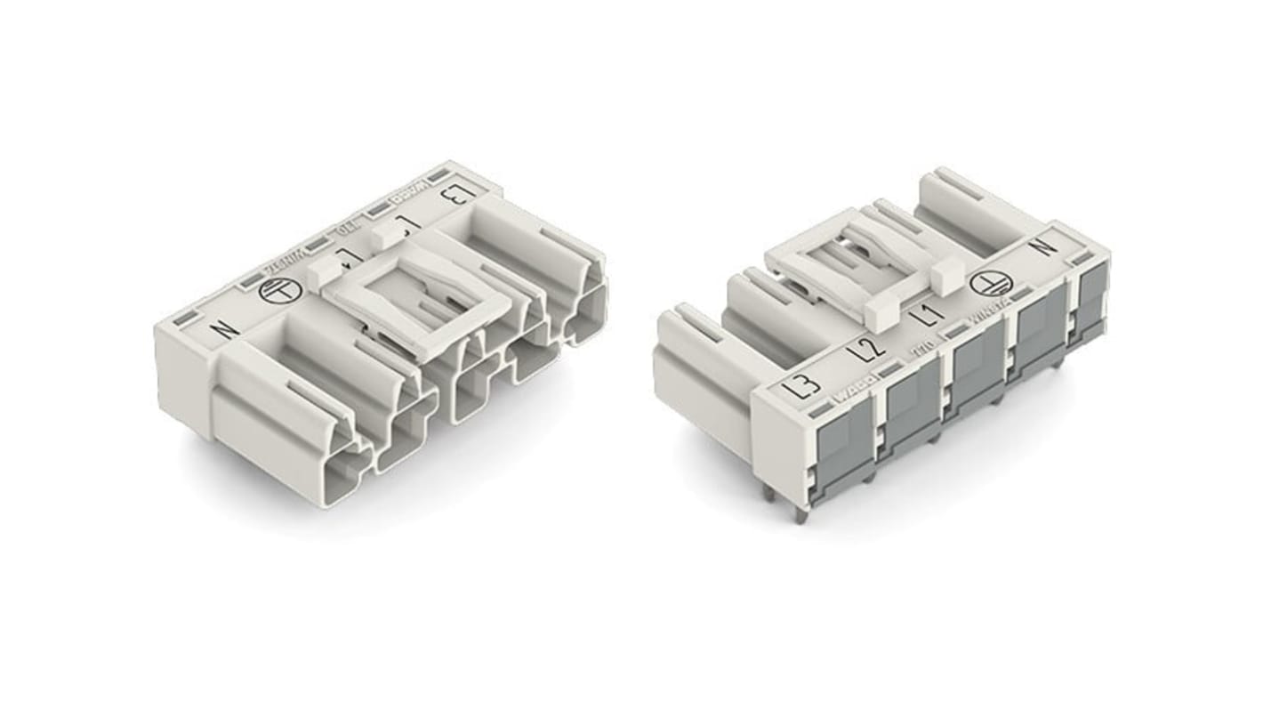 WAGO 770 Leiterplatten-Stiftleiste gewinkelt, 5-polig / 1-reihig, Raster 10mm, Ummantelt