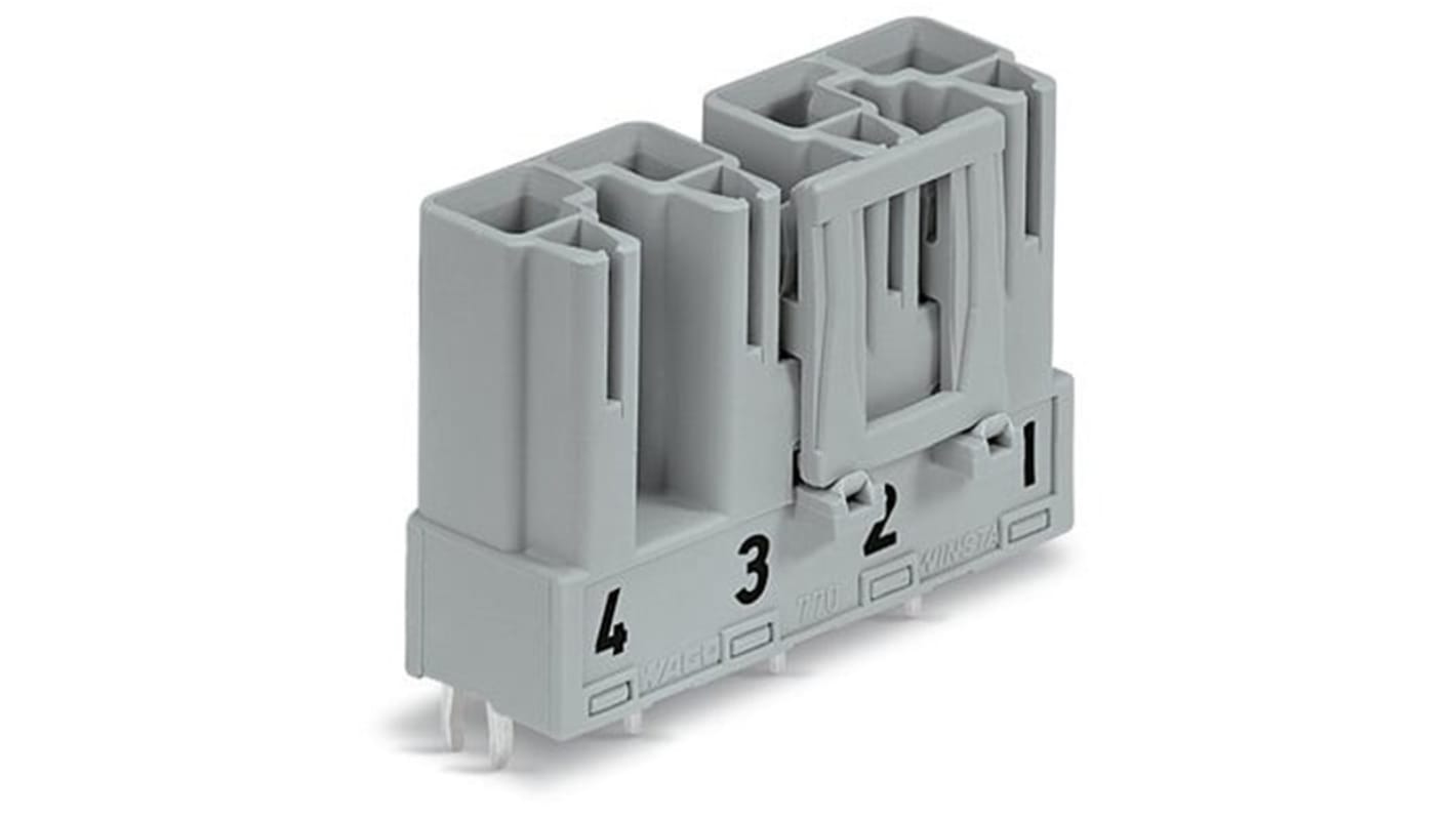 WAGO 770 Series Straight PCB Mount PCB Header, 4 Contact(s), 10mm Pitch, 1 Row(s), Shrouded