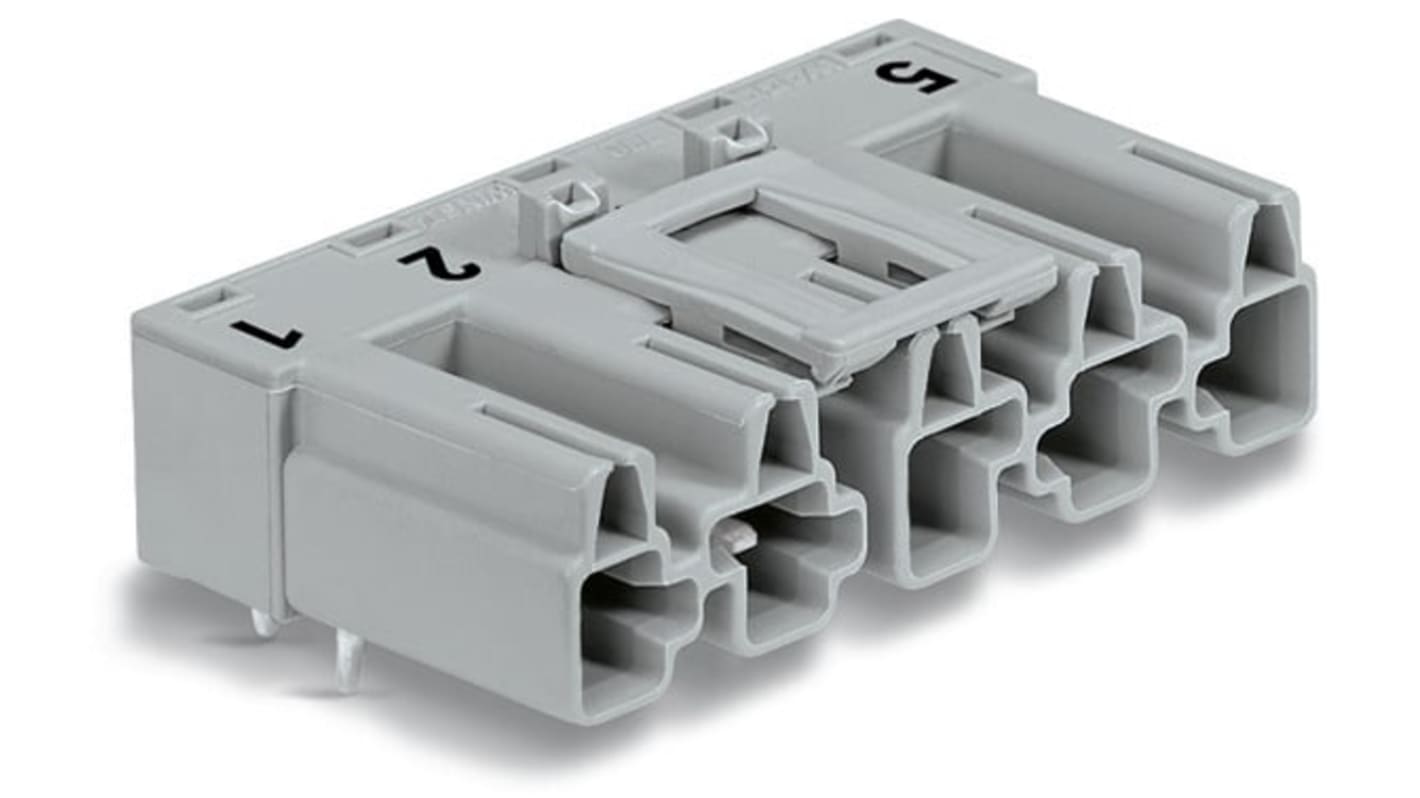 WAGO 770 Leiterplatten-Stiftleiste gewinkelt, 5-polig / 1-reihig, Raster 10mm, Ummantelt