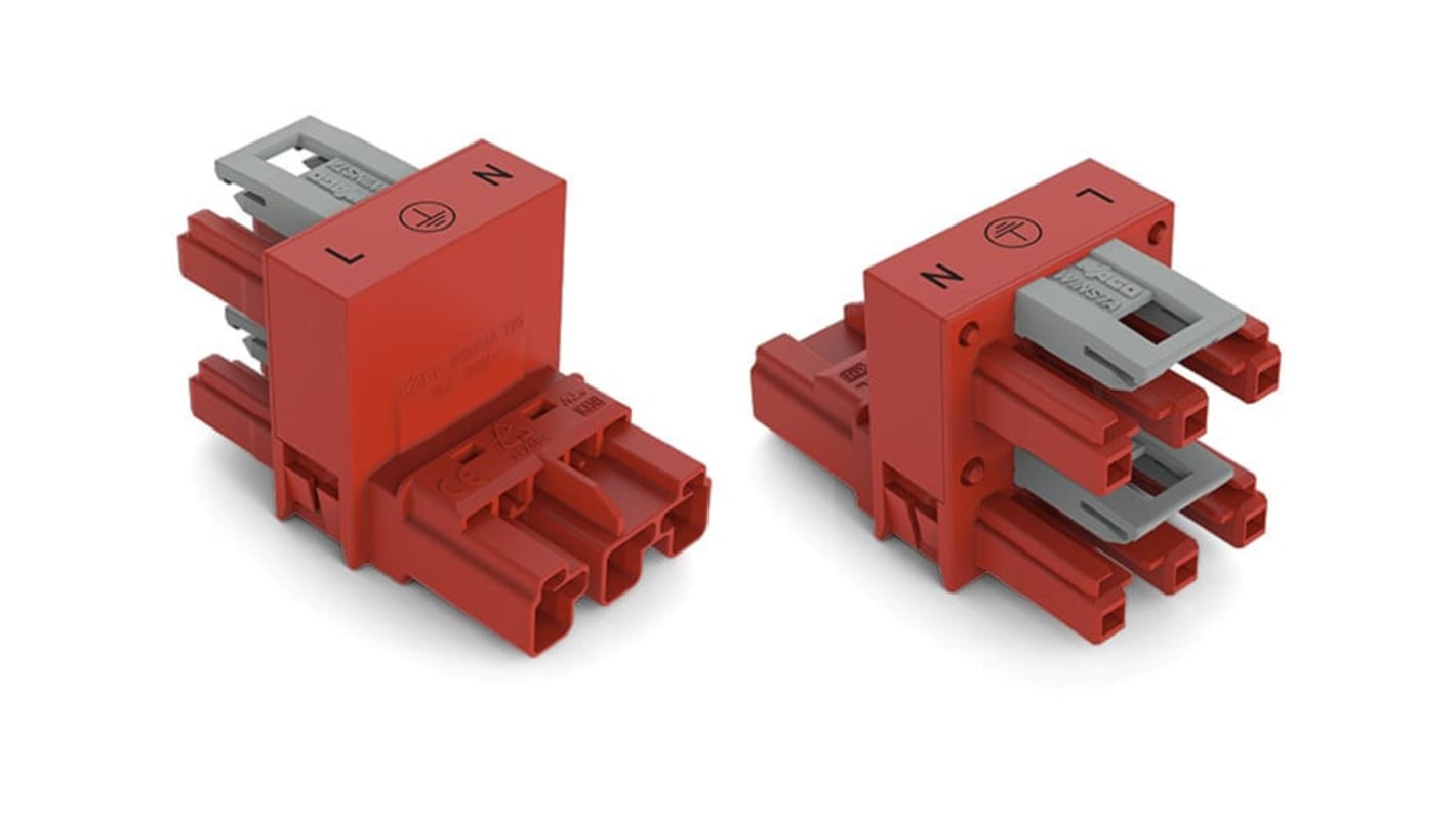 WAGO 770 Series Distribution Connector, 3-Pole, Female, Male, Cable Mount, 25A, IP20