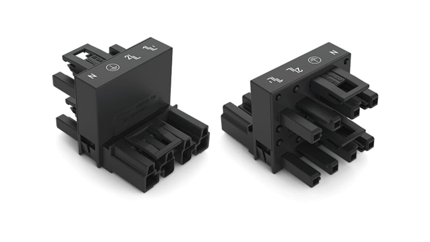 WAGO 770 Series Distribution Connector, 4-Pole, Female, Male, Cable Mount, 25A, IP20