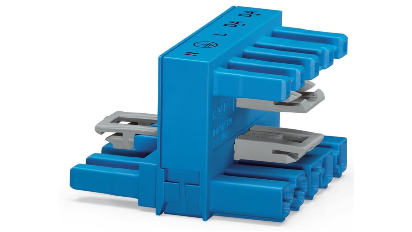 WAGO 770 Series Distribution Connector, 5-Pole, Female, Male, Cable Mount, 25A, IP20