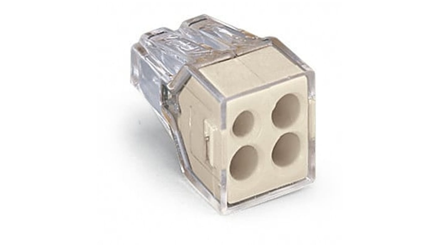 WAGO 773 Series Junction Box Connector, 4-Way, 24A, 18 → 14 AWG Wire, Push In Termination