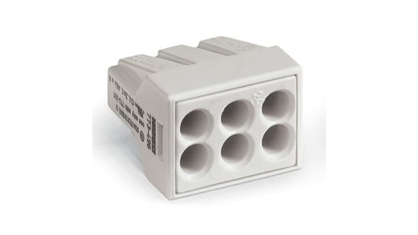 Connettore per scatola di derivazione WAGO, 6 vie, per cavi 18 → 14 AWG