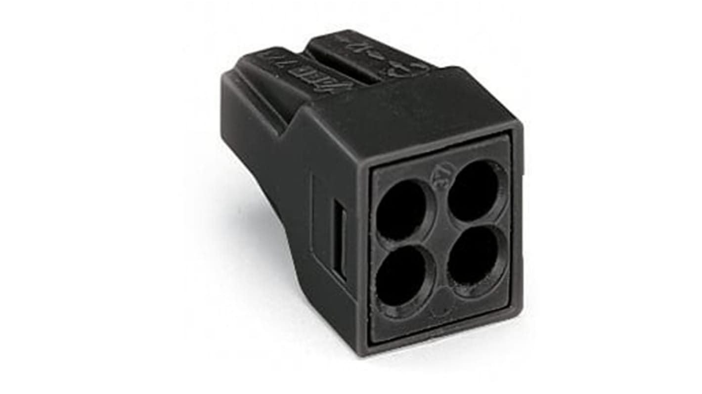 WAGO 773 Series Junction Box Connector, 4-Way, 24A, 18 → 14 AWG Wire, Push In Termination