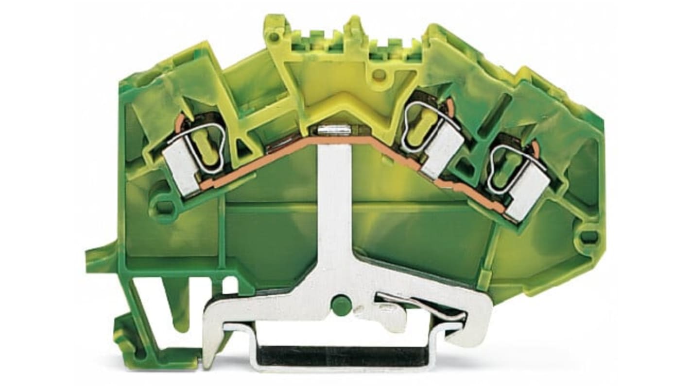 WAGO 3-Way DIN Rail Earth Terminal Block, 2.5mm², 14 AWG Wire, Cage Clamp, Polyamide Housing