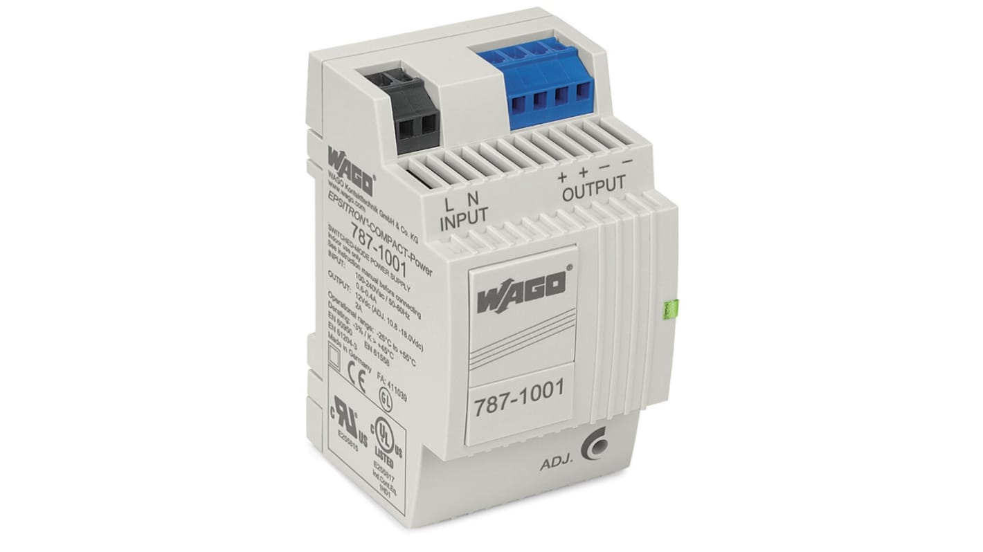 WAGO DIN Rail Power Supply, 230V, 12V dc, 2A Output, 24W