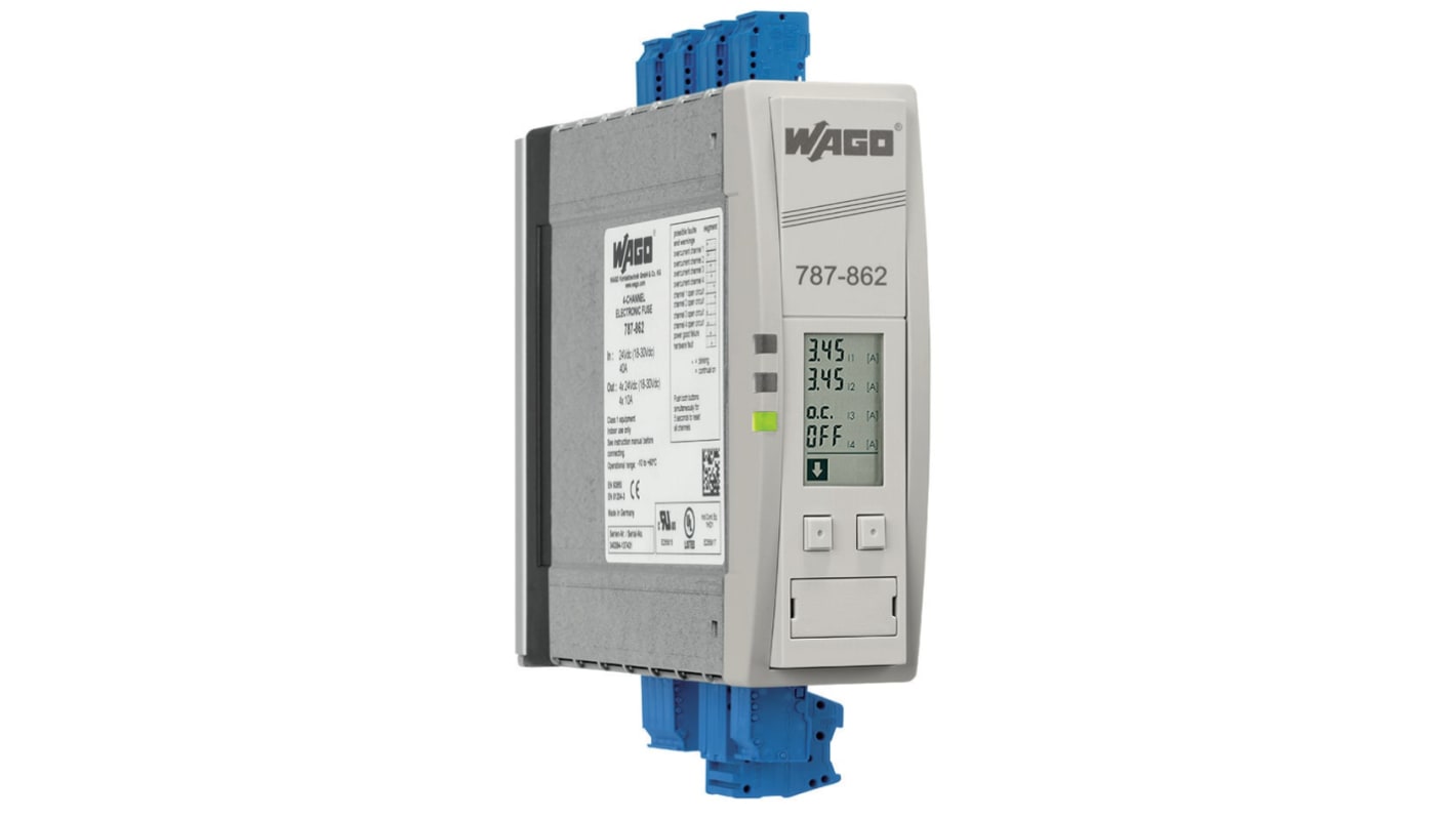WAGO Electronic Circuit Breaker 10A 24V 787, 4 channels , DIN Rail