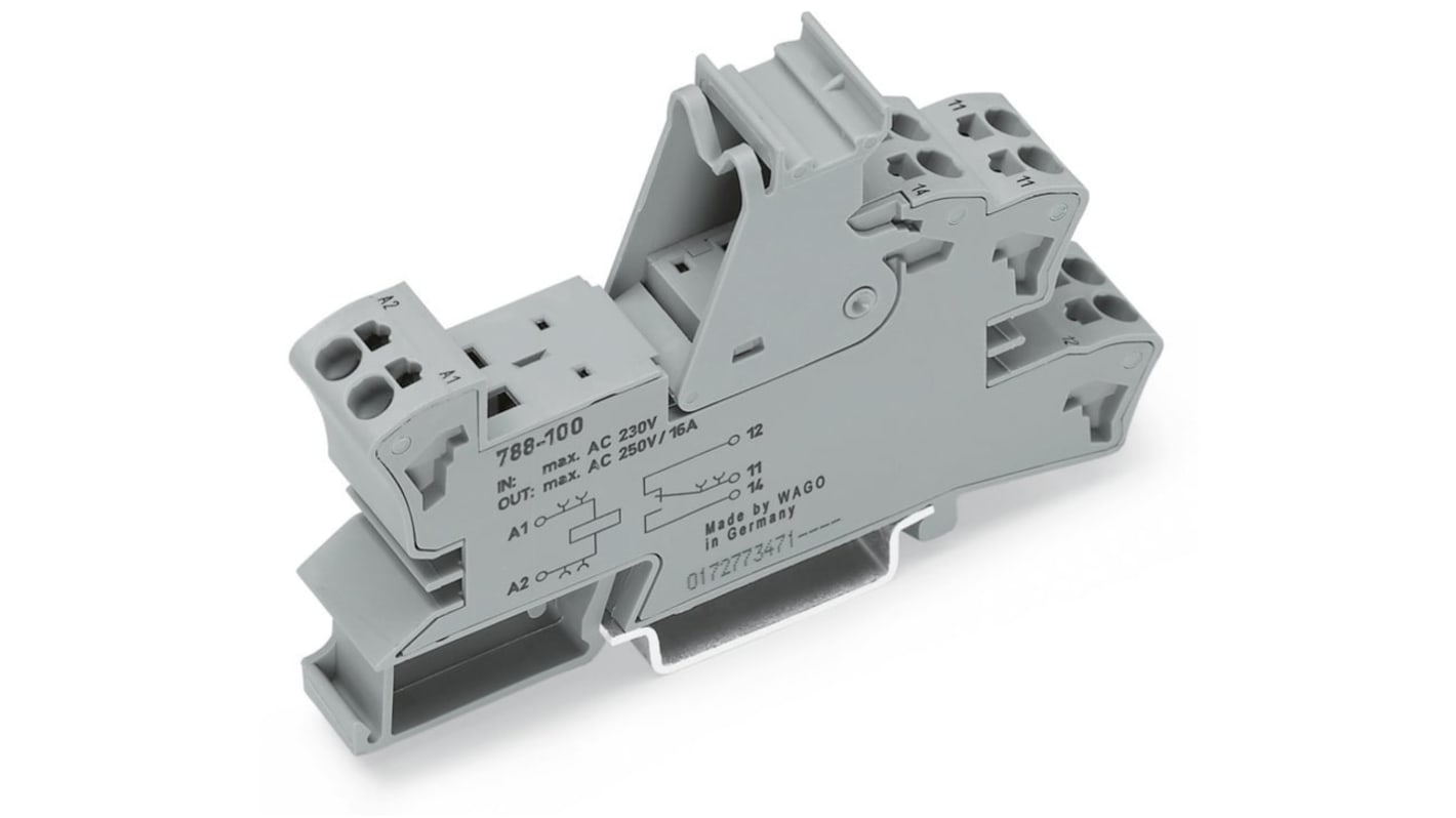 WAGO 788 1 Pin 300V DIN Rail Relay Socket, for use with Basic Relays
