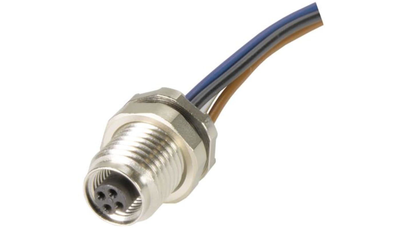 HARTING Connector, 4 Contacts, Front Mount, M5 Connector, Socket, Female, IP67, Circular Connectors M5 Series