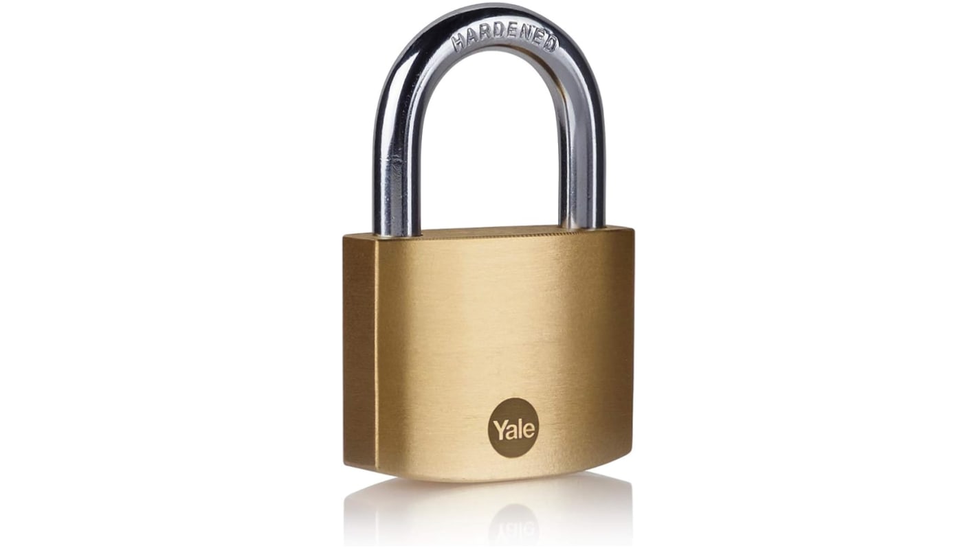 Yale Padlock Brass Padlock, 8mm Shackle, 50mm Body
