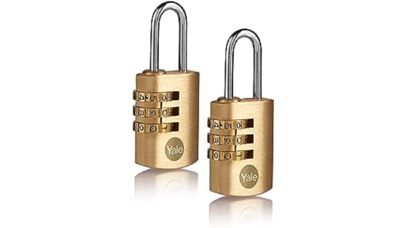 Yale Combination Brass, Steel Combination Padlock, 3mm Shackle, 23mm Body