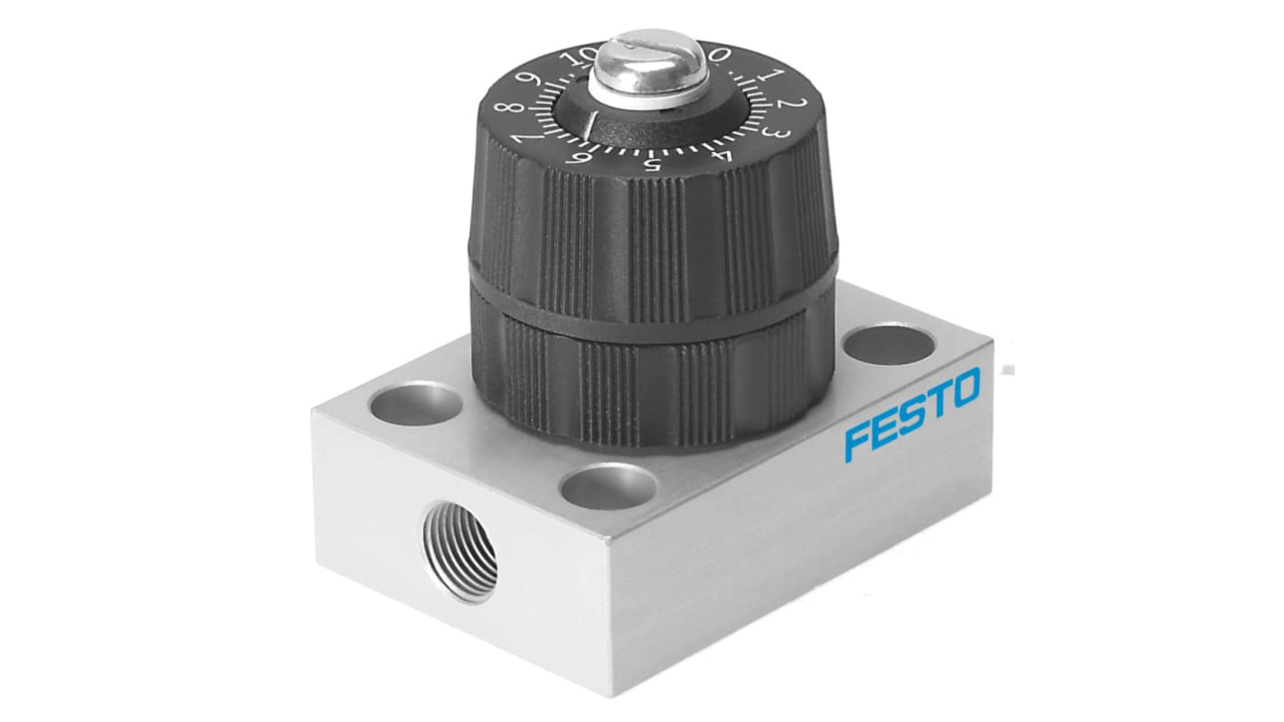 Festo Rotary Knob One Way Flow Control Pneumatic Control Valve GRP Series, G 1/8, G 1/8, 542023