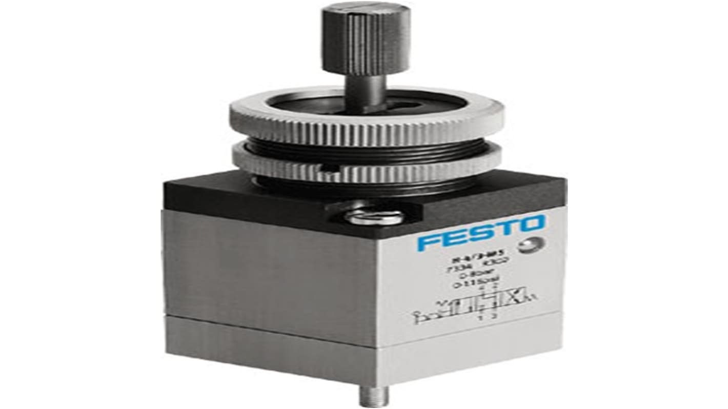 Festo Lever 4/3 Exhausted Pneumatic Manual Control Valve H-4 Series, Metric M5, M5, 7334