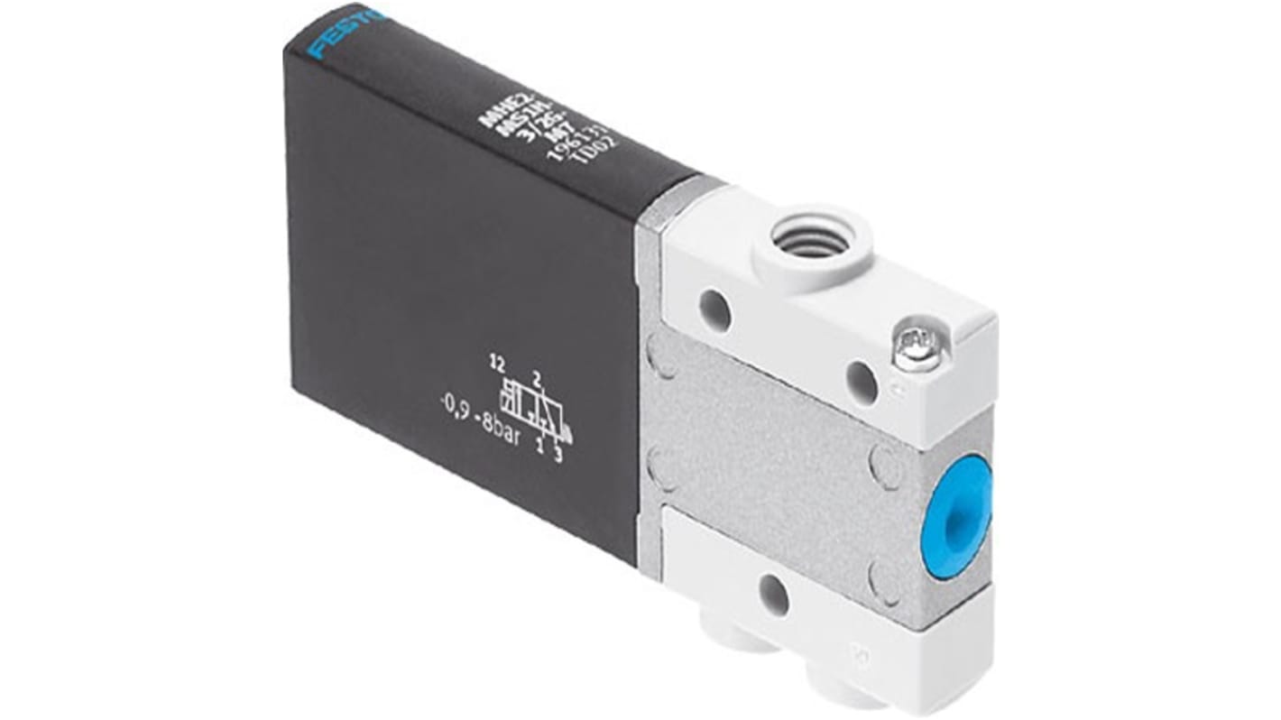 Festo 3/2, Closed, Monostable Solenoid Valve - Electrical M7 MHE2 Series 24V dc, 196130