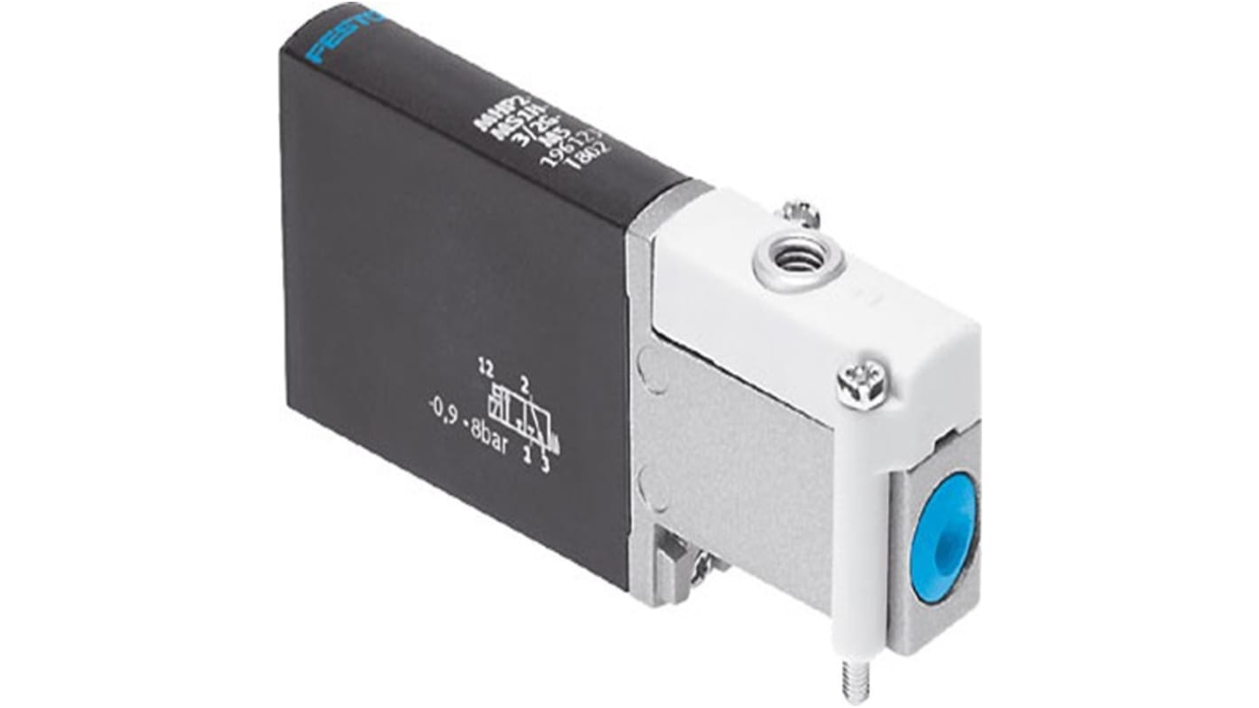 Festo 3/2, Monostable, Open Solenoid Valve - Electrical Metric M5 MHP2 Series 24V dc