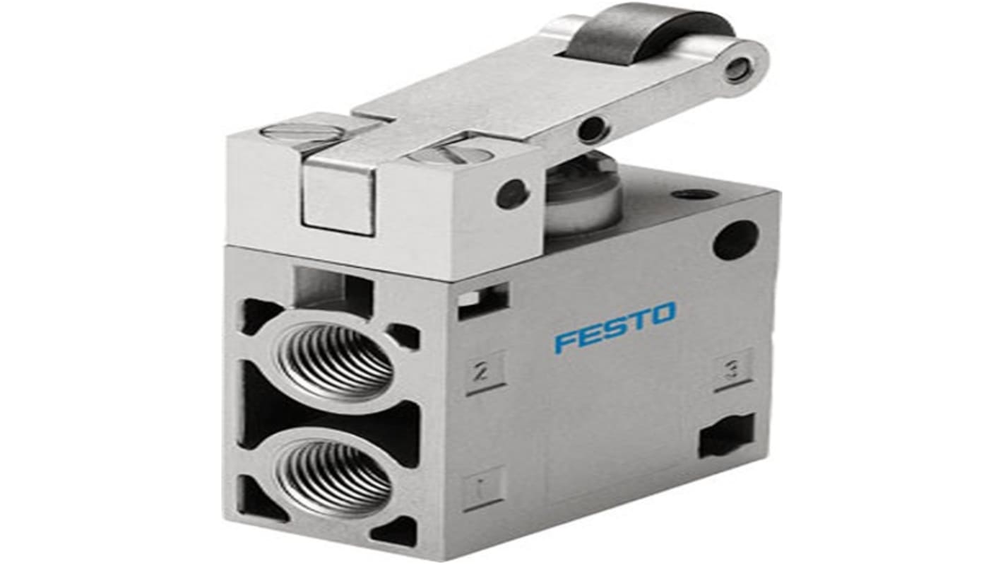 Festo Roller Lever 3/2 Way Valve, Closed Mechanical Valve R-3 Series, G 1/4, G 1/4, 8985