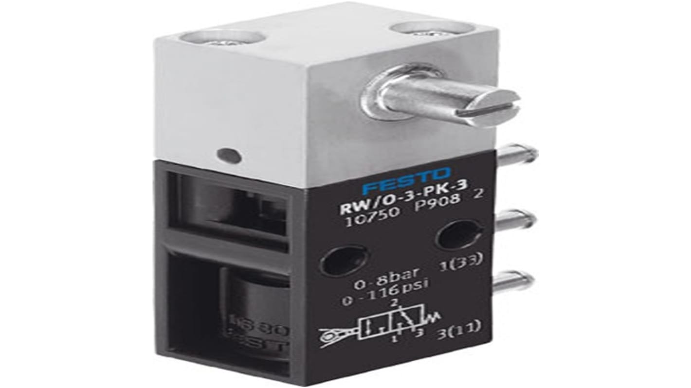 Vannes mécanique Festo RW Levier 3/2 Way Valve, Monostable, 2.5mm