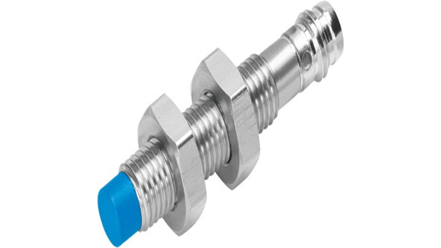 Festo SIEN Series Inductive Barrel-Style Proximity Sensor, M8 x 1, 2.5 mm Detection, NPN Output, 10 → 30 V dc,