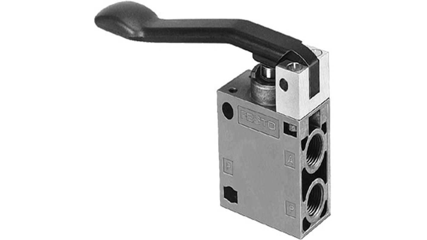 Válvula neumática de mando manual 3/2 Way Valve, Monostable Festo, Control mediante Palanca, G 1/4, Presión Máxima 8bar