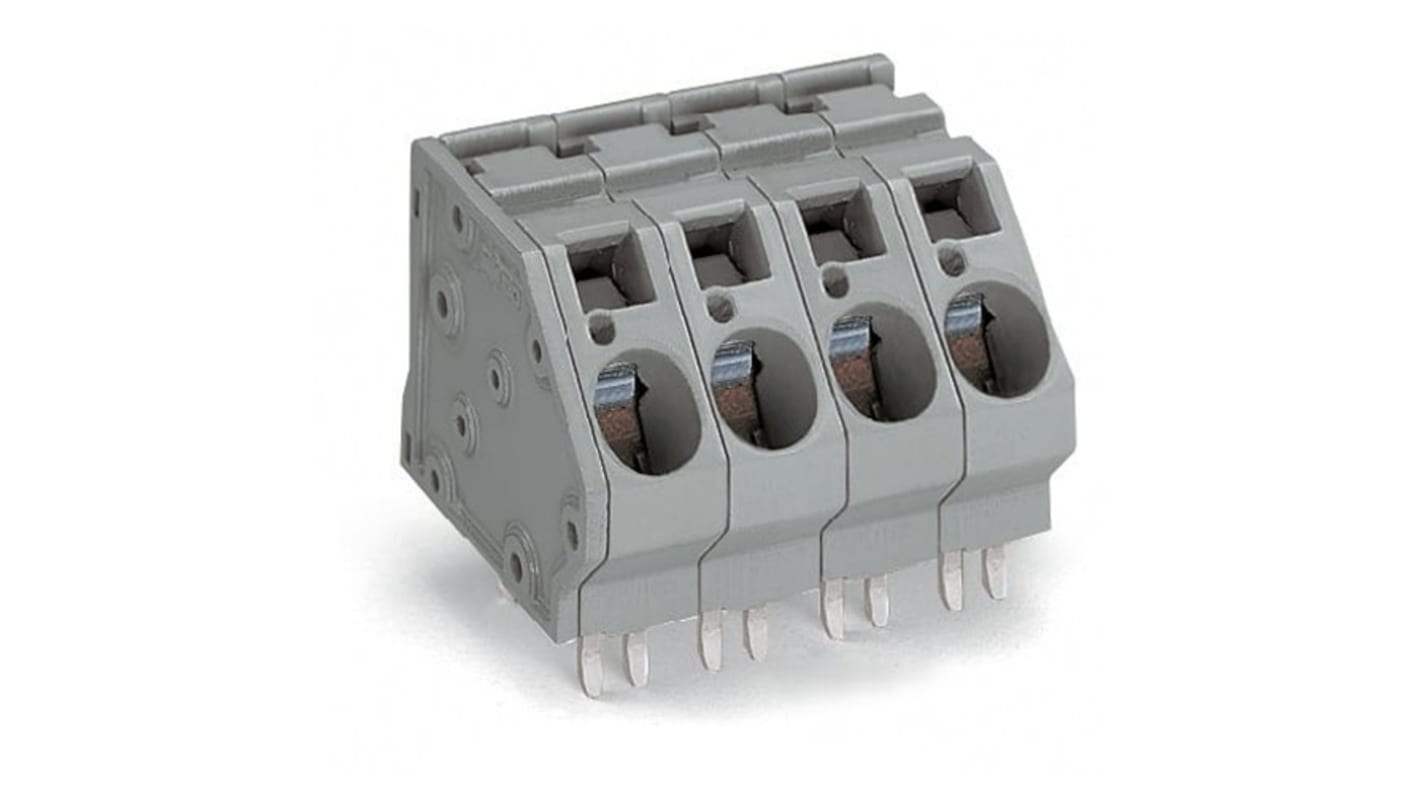 WAGO 745 Series PCB Terminal Block, 3-Contact, 10mm Pitch, PCB Mount, 1-Row, Cage Clamp Termination