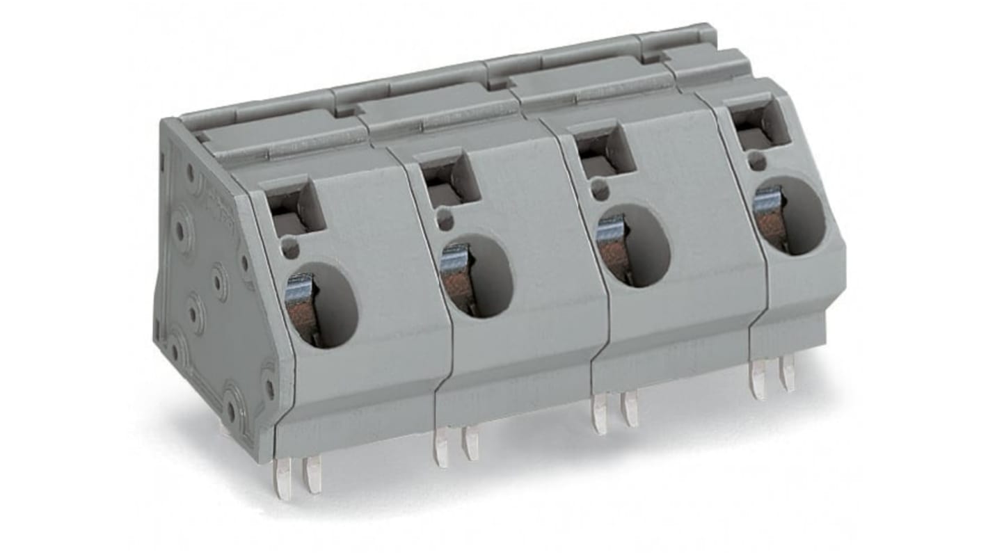 WAGO 745 Series PCB Terminal Block, 2-Contact, 20mm Pitch, PCB Mount, 1-Row, Cage Clamp Termination