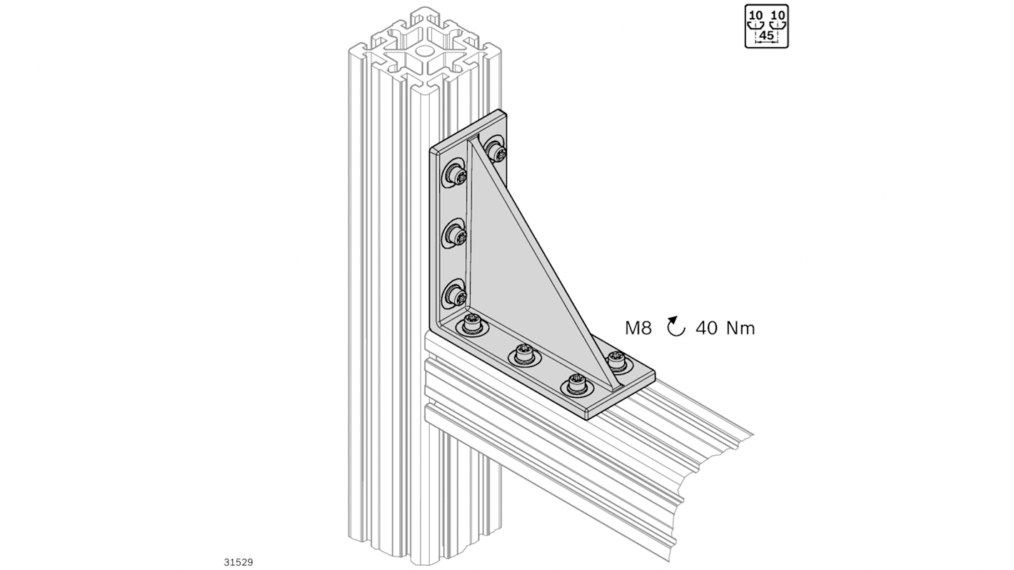Bosch Rexroth 角连接器, 8mm螺纹, 适配10mm凹槽