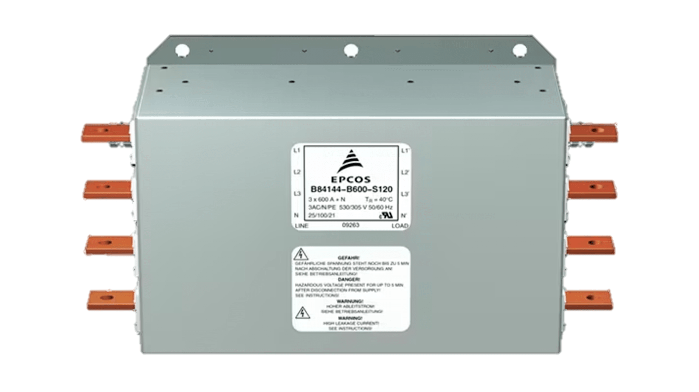 EPCOS, B84144B 600A 305/530 V ac, Through Hole EMC Filter, Busbar 3 Phase
