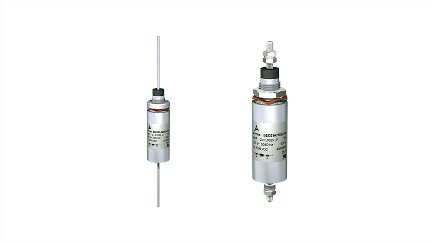 Filtro EMI EPCOS B85321, 2 x 0.0025μF ±20%, 250V ac, Montaje en orificio pasante