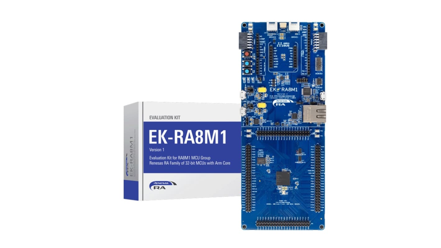 ルネサス エレクトロニクス マイクロコントローラ開発ツール, 評価 キット, Evaluation Kit for RA8M1 MCU Group, USB-MCU, RTK7EKA8M1S00001BE