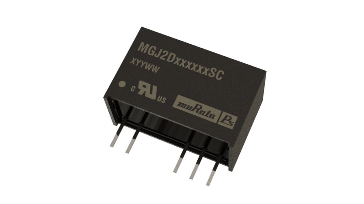 Murata Power Solutions MGJ2 Isolated DC-DC Converter, 18V dc/ 80mA Output, 21.6 - 26.4 V dc Input, 2W, Through Hole,