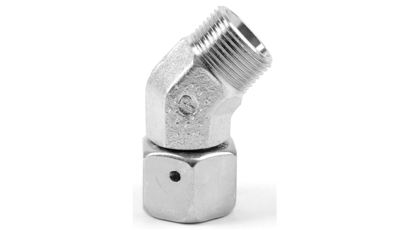 Parker Hydraulic Swivel Nut Elbow 24° Cone Male to 24° Cone Male, EV08LCF
