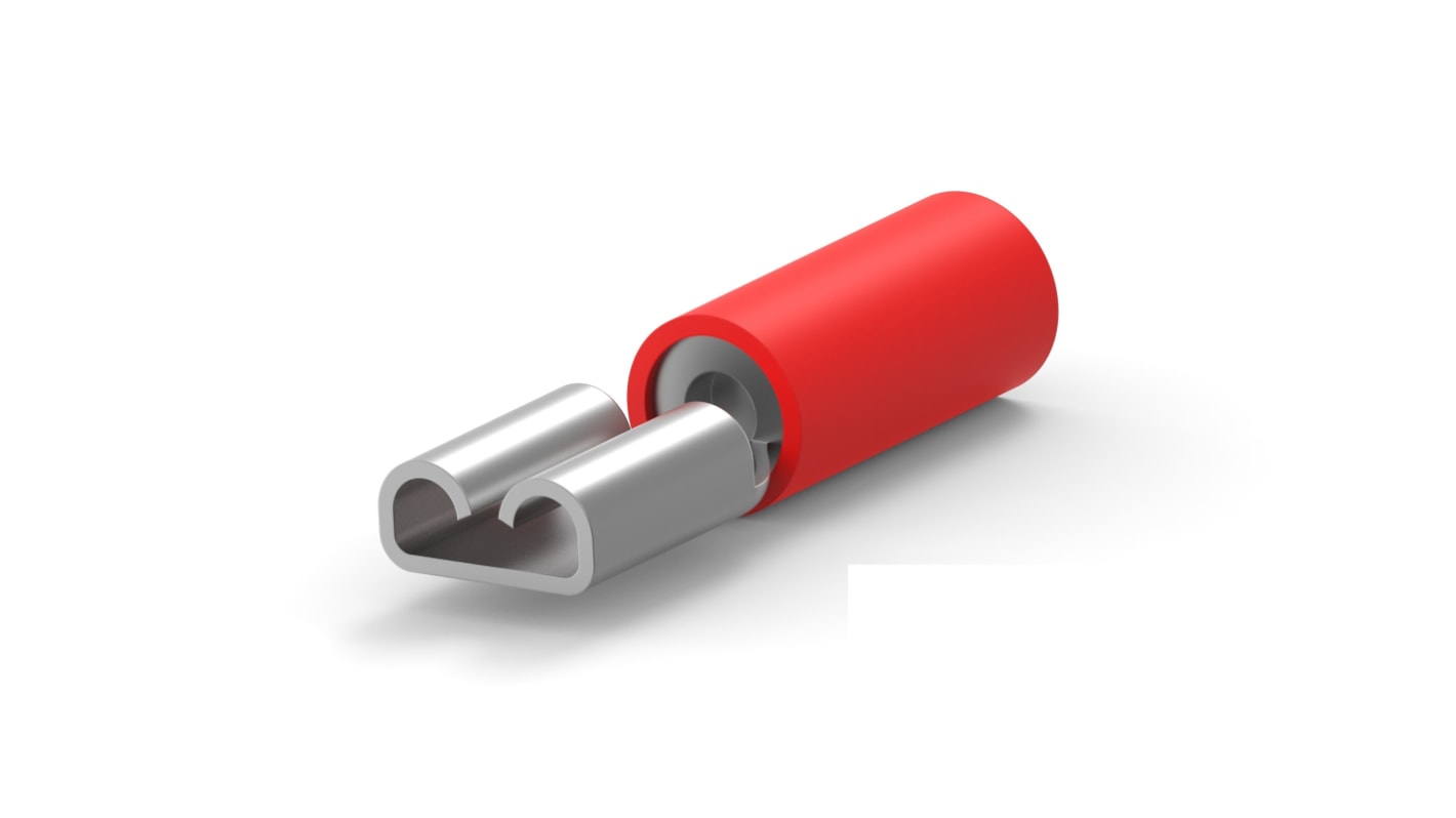 TE Connectivity, PIDG Receptacle Crimp Quick Disconnect Terminal, Red, Insulated, Tin 0.3 → 1.5 mm²