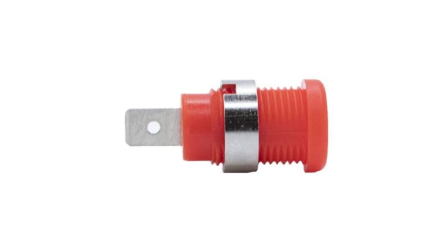 Mueller Electric Red Plug Banana Connectors, 4 mm Connector, Solder Lug Termination, 35A, 1kV, Nickel Plating