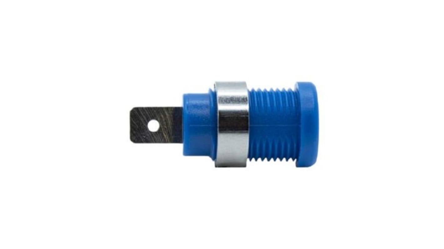 Mueller Electric Blue Plug Banana Connectors, 4 mm Connector, Solder Lug Termination, 35A, 1kV, Nickel Plating