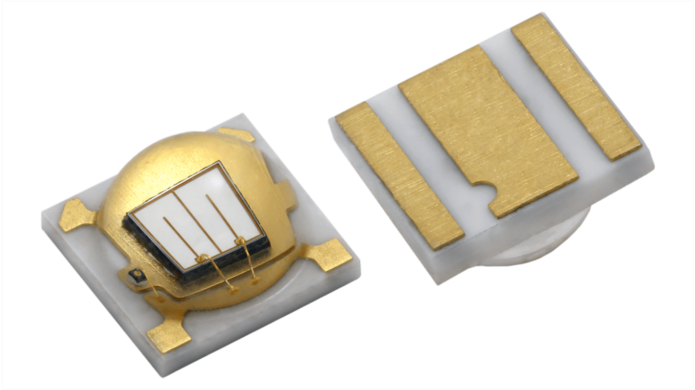 Vishay 紫外发光二极管, UVA, 367nm, 1灯珠, ± 65°视角, 2针, 贴片安装, SMD封装, 690mW, VLMU3510系列