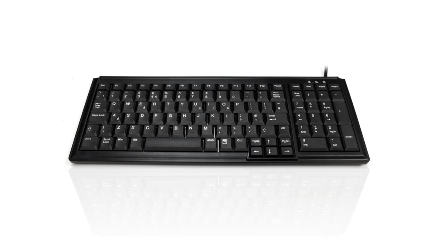 Ceratech KYB500-K103 Wired PS/2, USB Compact Keyboard, QWERTY (UK), Black