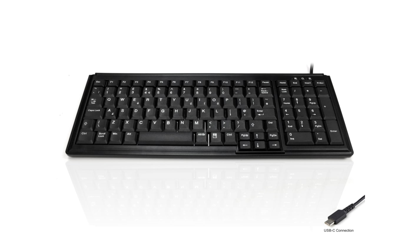 Ceratech KYB500-K103 Wired USB Compact Keyboard, QWERTY (UK), Black