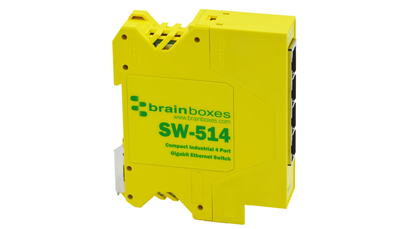 Brainboxes SW-514, Unmanaged 4 Port Network Switch