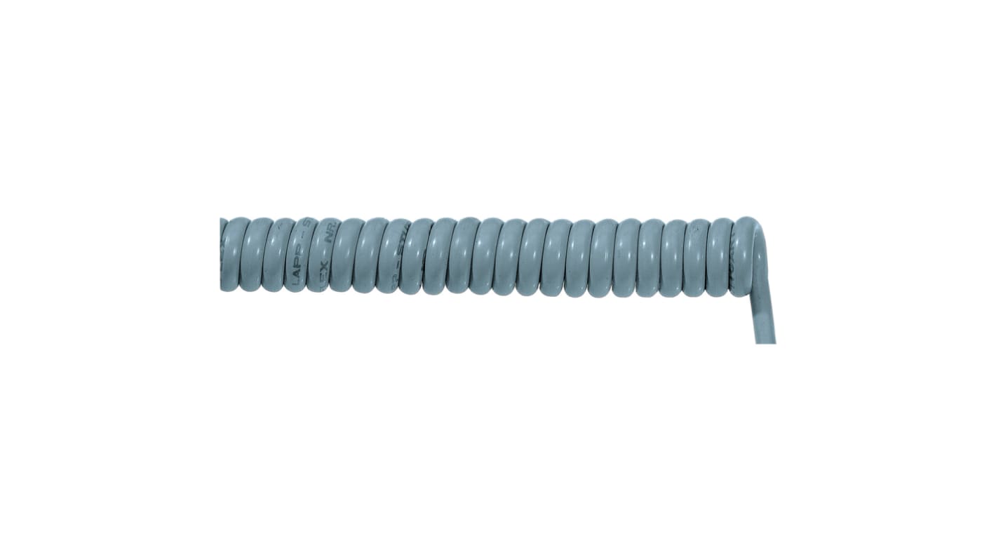 Lapp, Spiral Cable, 1m 7 Core, Silver Grey Polyurethane PUR Power Cable