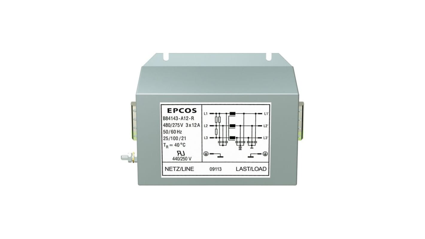 EPCOS, B84143 150A 480 V 50 Hz, 60 Hz, Chassis Mount Power Line Filter, Solder 3 Phase