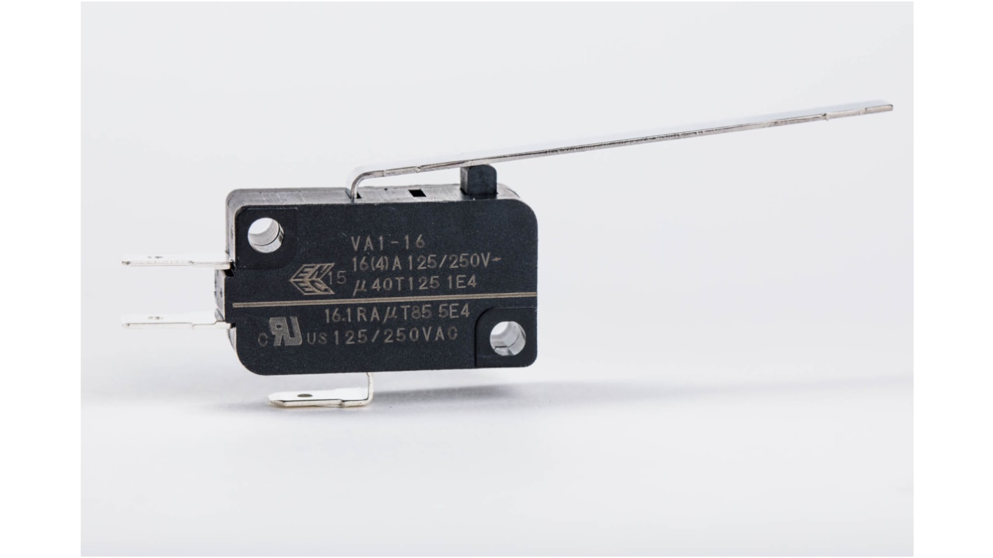 Zippy Lever Snap Action Micro Switch, Solder Terminal, 16.1A, SPDT