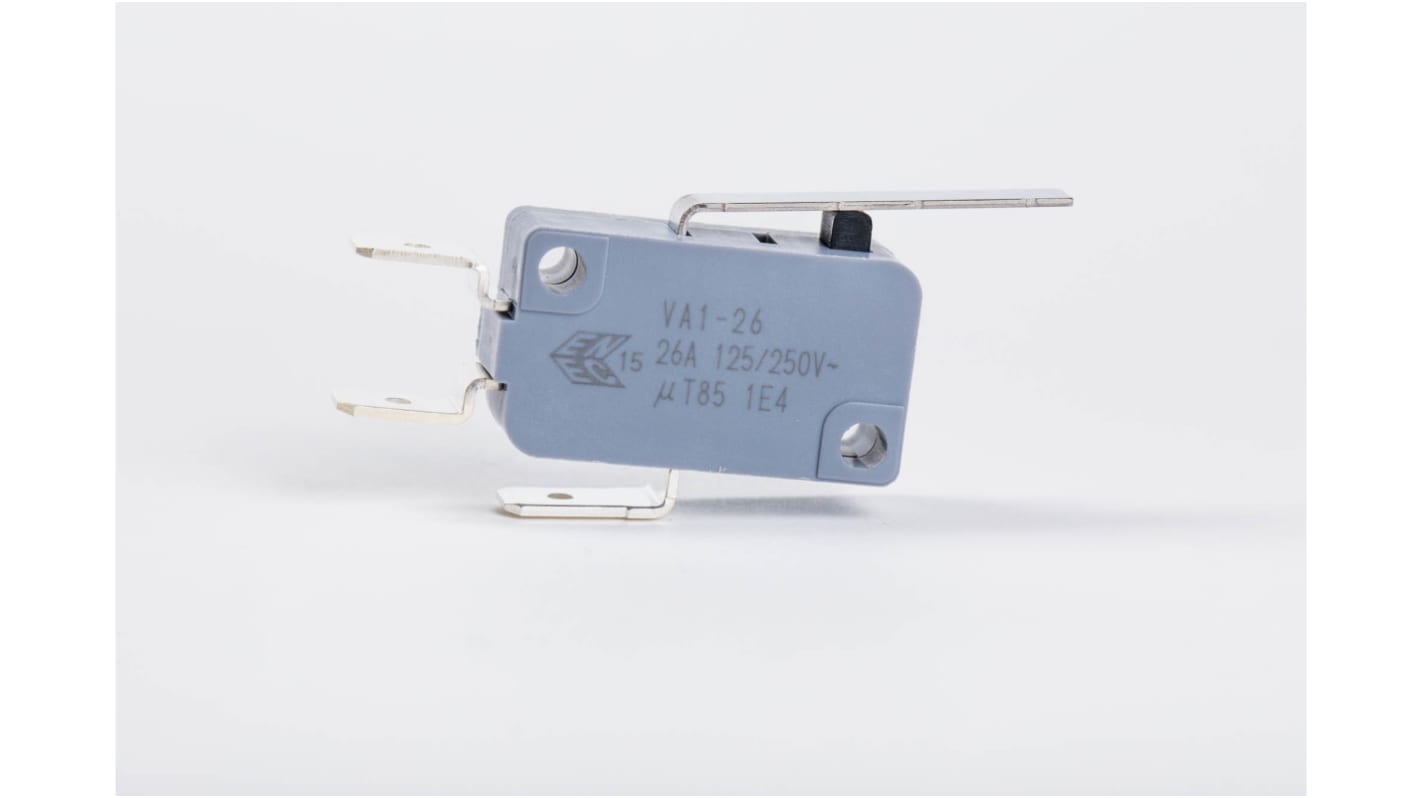 Zippy Lever Snap Action Micro Switch, Solder Terminal, 26A, SPDT