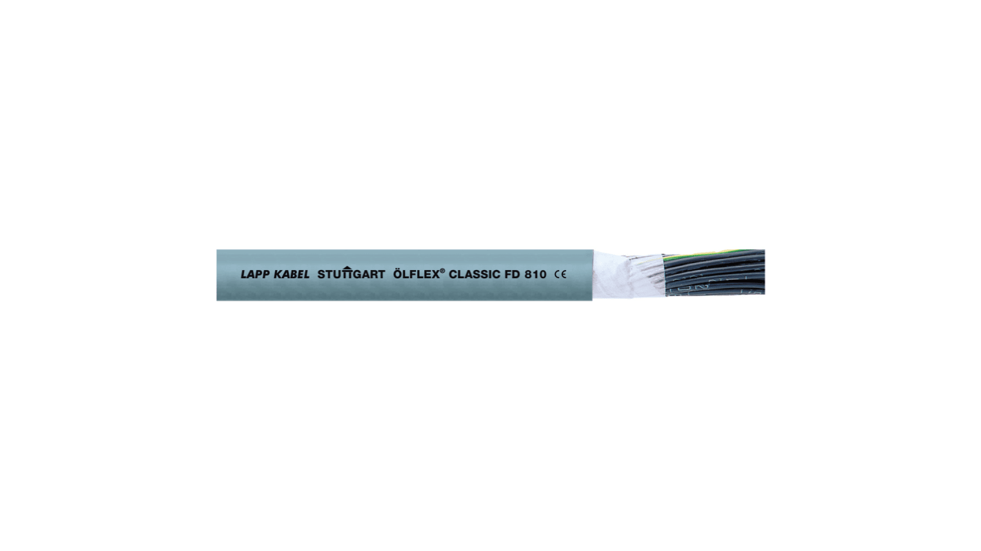 Lapp OLFLEX CLASSIC FD 810 Control Cable, 3 Cores, 1.5 mm², Screened, 50m, Silver Grey PVC Sheath, 16 AWG