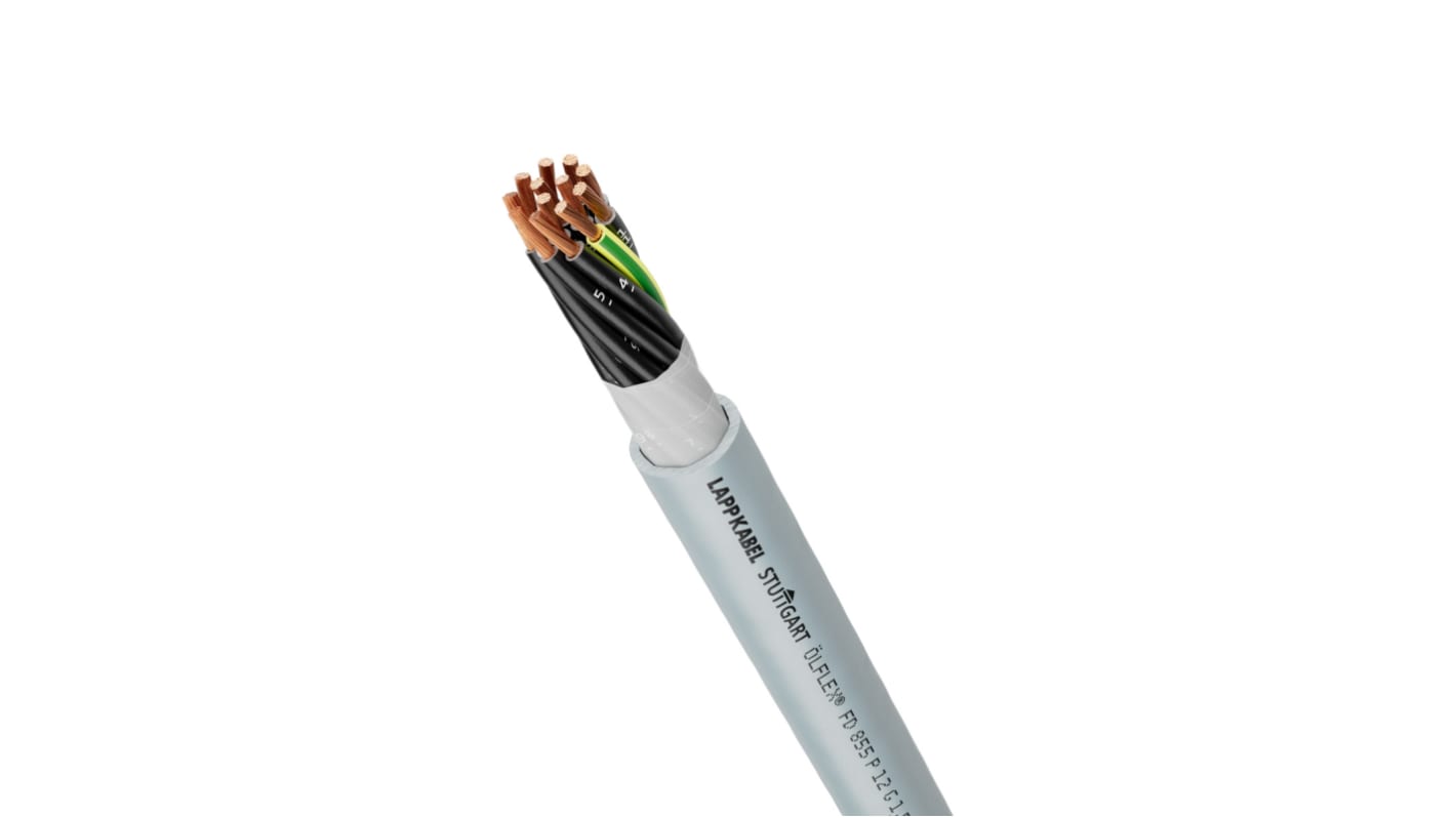 Lapp OLFLEX FD 855 P Control Cable, 7 Cores, 0.75 mm², Screened, 100m, Grey Polyurethane Sheath, 18 AWG