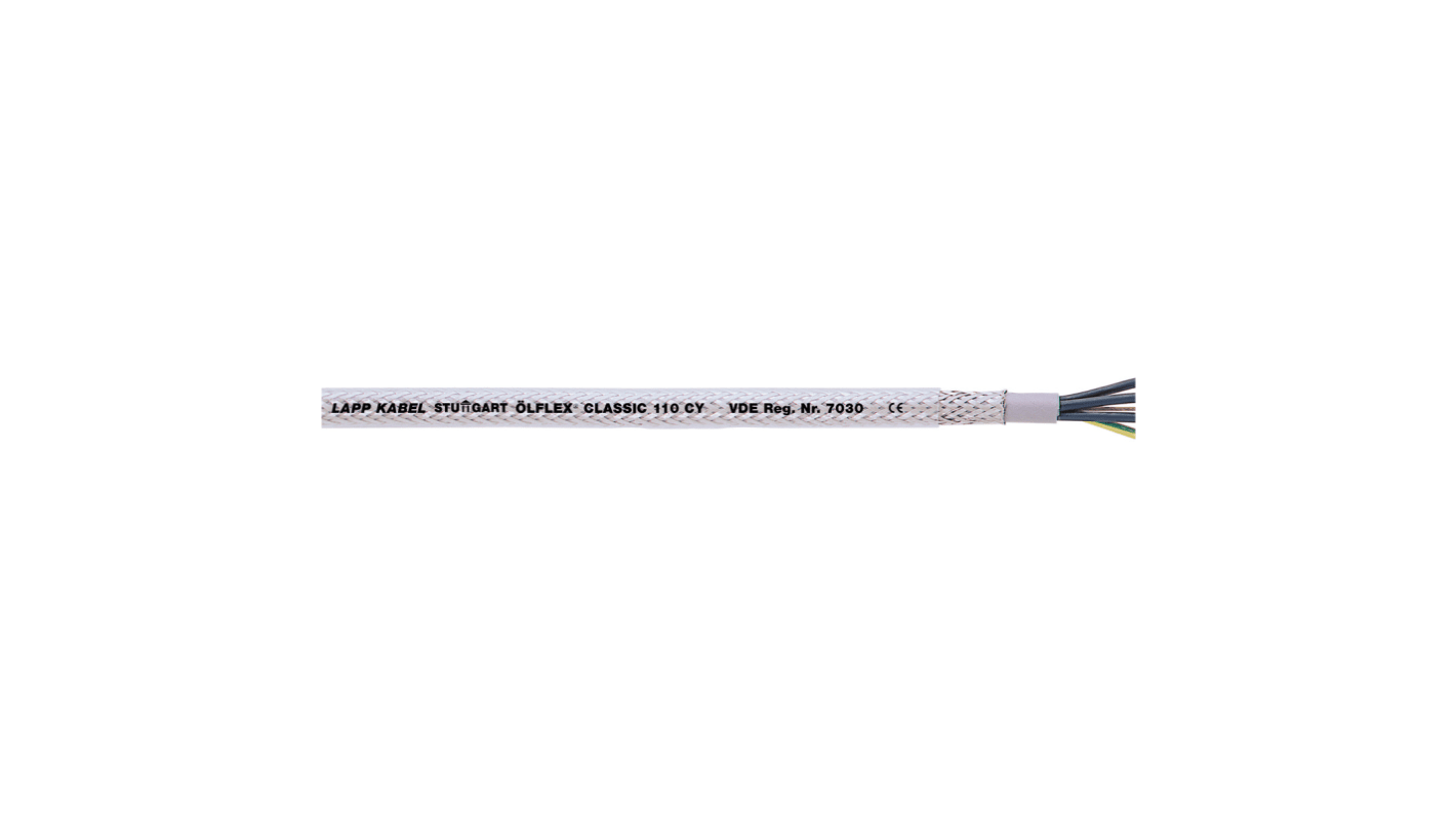 Lapp OLFLEX CLASSIC 110 CY Control Cable, 7 Cores, 0.5 mm², Screened, 100m, Transparent PVC Sheath, 20 AWG