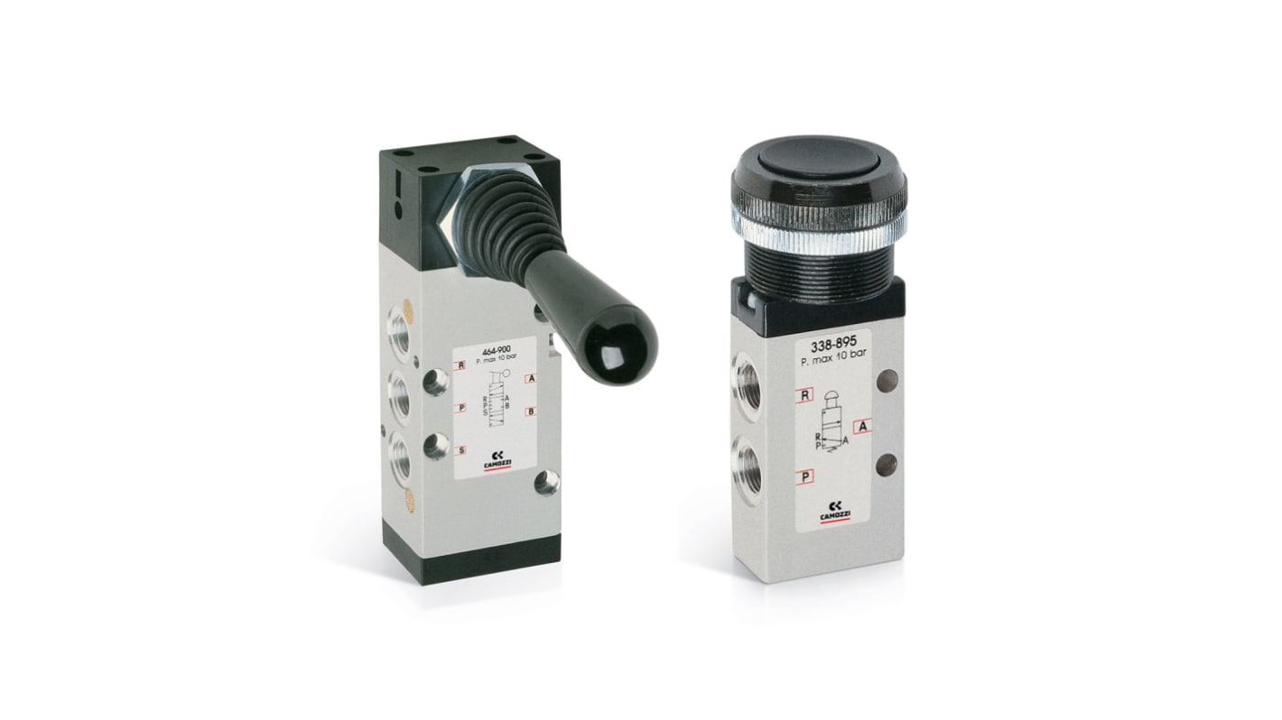 Camozzi Lever 5/2 Way Pneumatic Manual Control Valve 4 Series, G 1/4, 1/4mm, 454-900