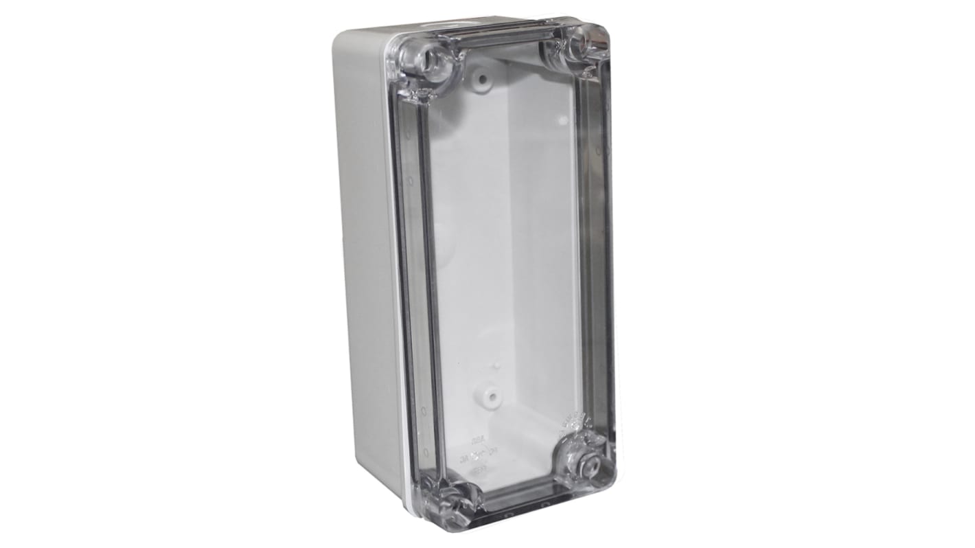 CAMDENBOSS X6 Series Grey ABS General Purpose Enclosure, IP67, IK08, Clear Lid, 180x80x70mm