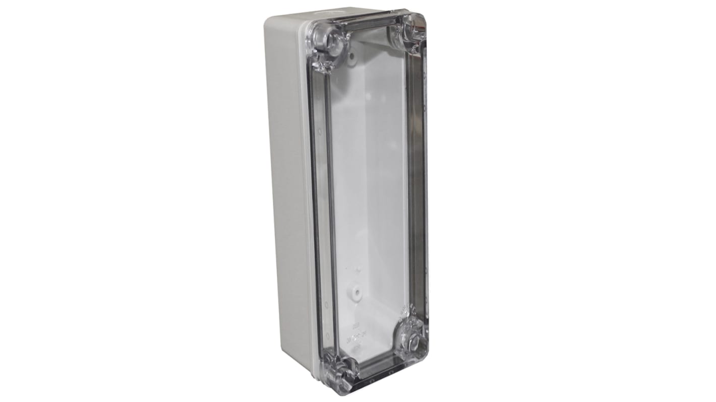 CAMDENBOSS X6 Series Grey ABS General Purpose Enclosure, IP67, IK08, Clear Lid, 250x80x85mm