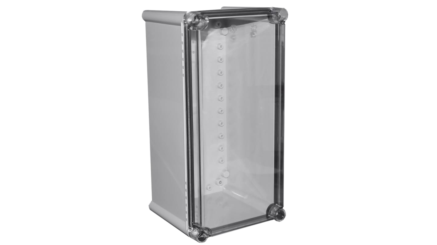 CAMDENBOSS X7 Series Grey ABS General Purpose Enclosure, IP67, IK08, Clear Lid, 380x190x180mm